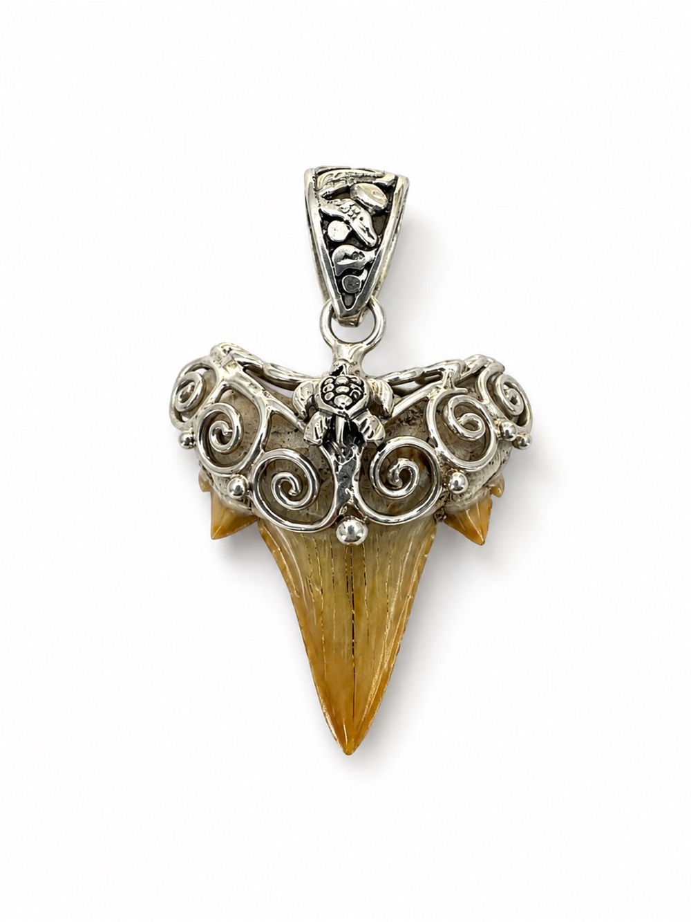 Shark Tooth Handmade Turtle Pendant